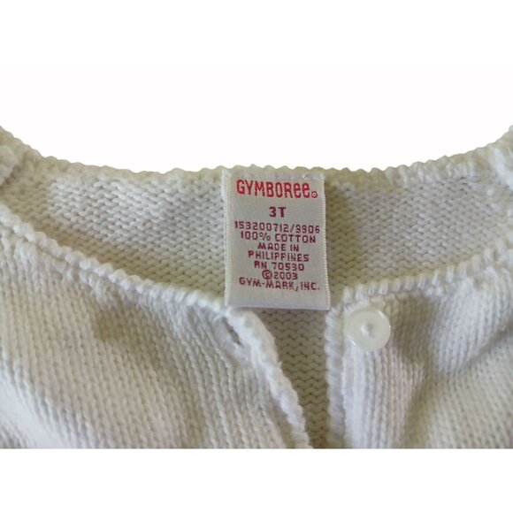 Gymboree Girls 3T White Cardigan Tan Overalls Strawberry Patch Set Embroidered - Picture 6 of 16